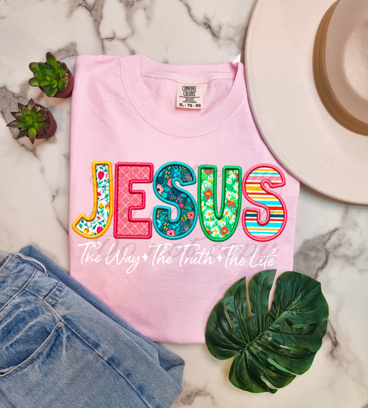 Jesus the way the truth the life Pattern print WHITE DTF Transfer