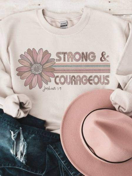Strong & courageous muted with flower 20254 DTF transfer