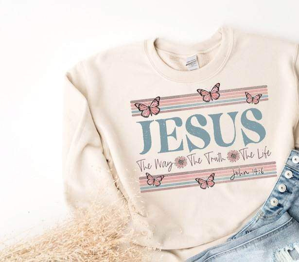 Jesus the way the truth the life pastel with butterflies 20253 DTF transfer