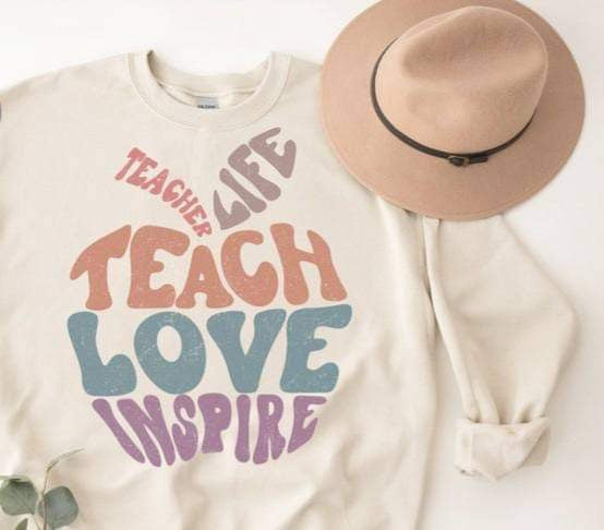 Teacher life teach love inspire (apple shaped) 20263 DTF transfer