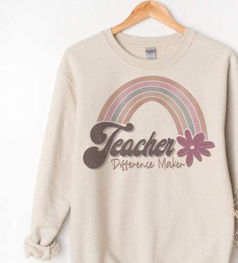 Teacher difference maker muted rainbow 20261 DTF transfer