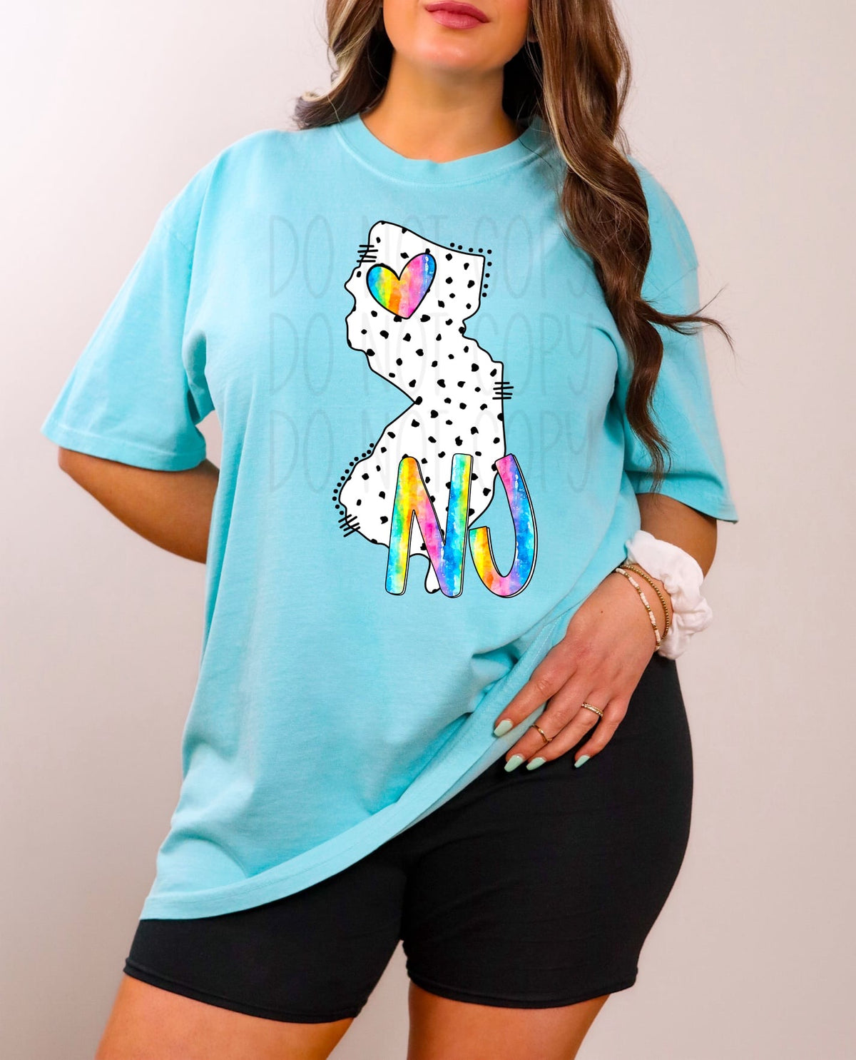 NJ dotted with rainbow font 29554 DTF transfer