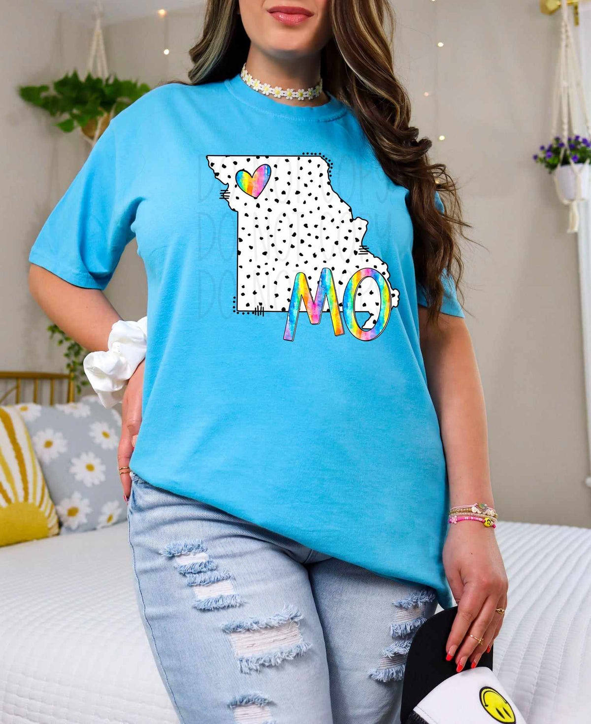 MO dotted with rainbow font 29550 DTF transfer
