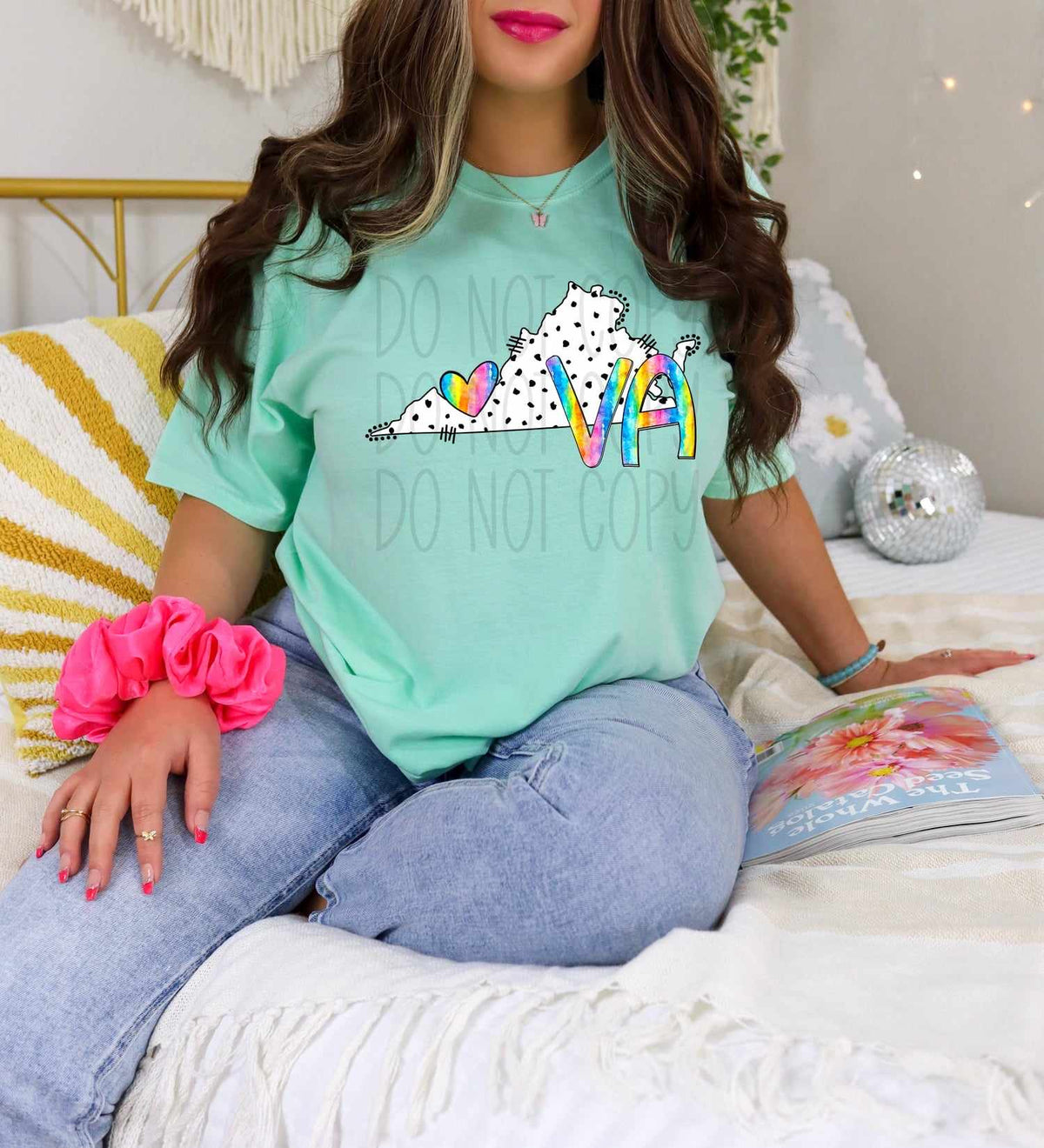 VA dotted with rainbow font 29548 DTF transfer