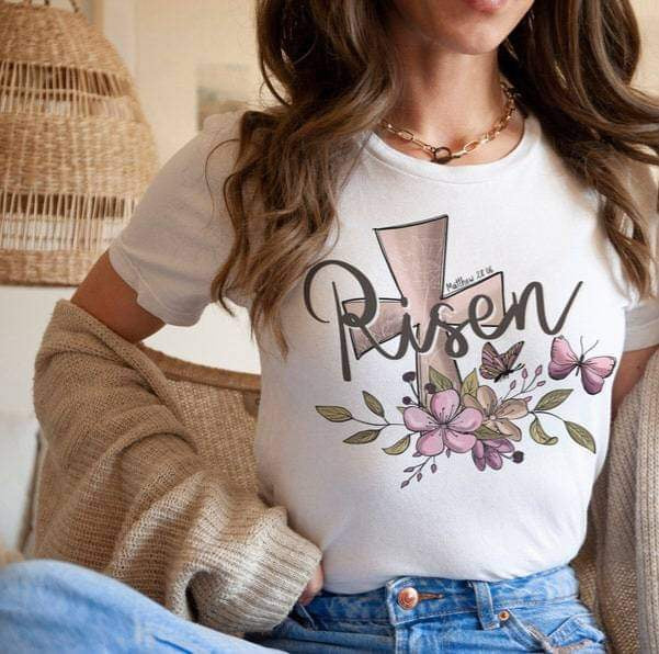 Risen cross and flowers 20245 DTF transfer