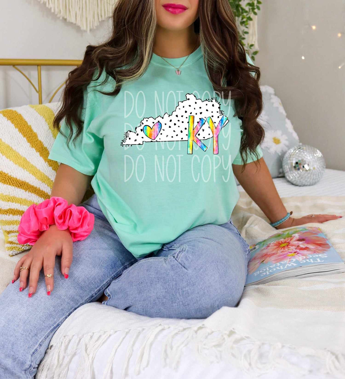 KY dotted with rainbow font 29547 DTF transfer