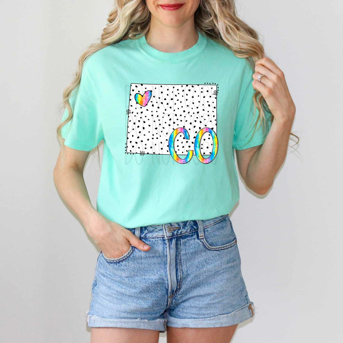 CO dotted with rainbow font 29543 DTF transfer