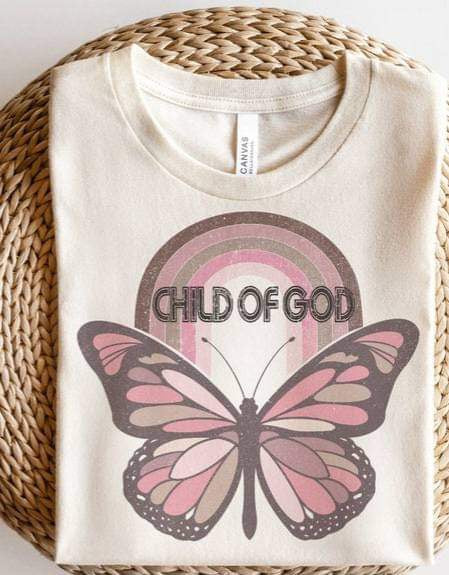 Child of god butterfly and muted rainbow 20238 DTF transfer