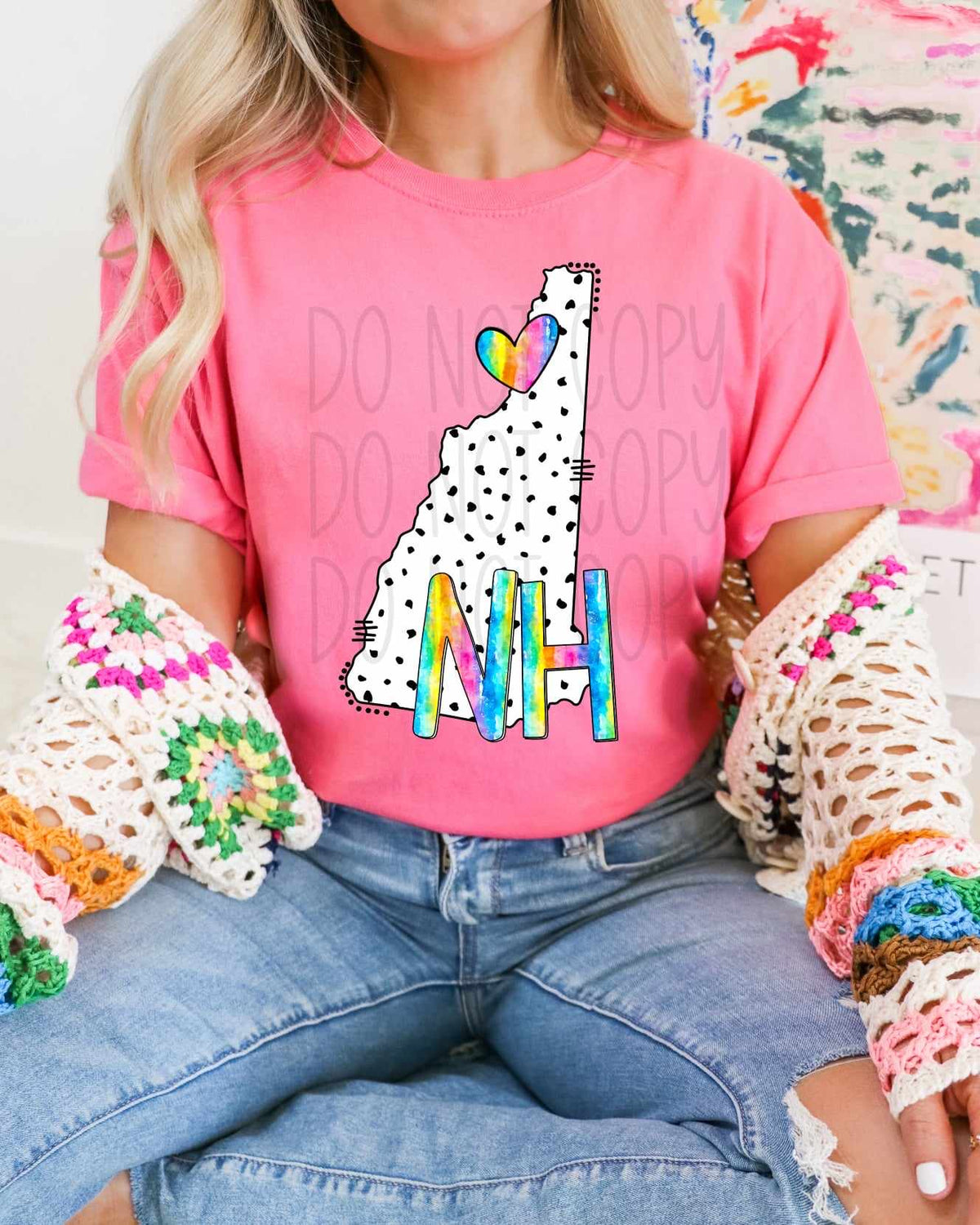 NH dotted with rainbow font 29541 DTF transfer
