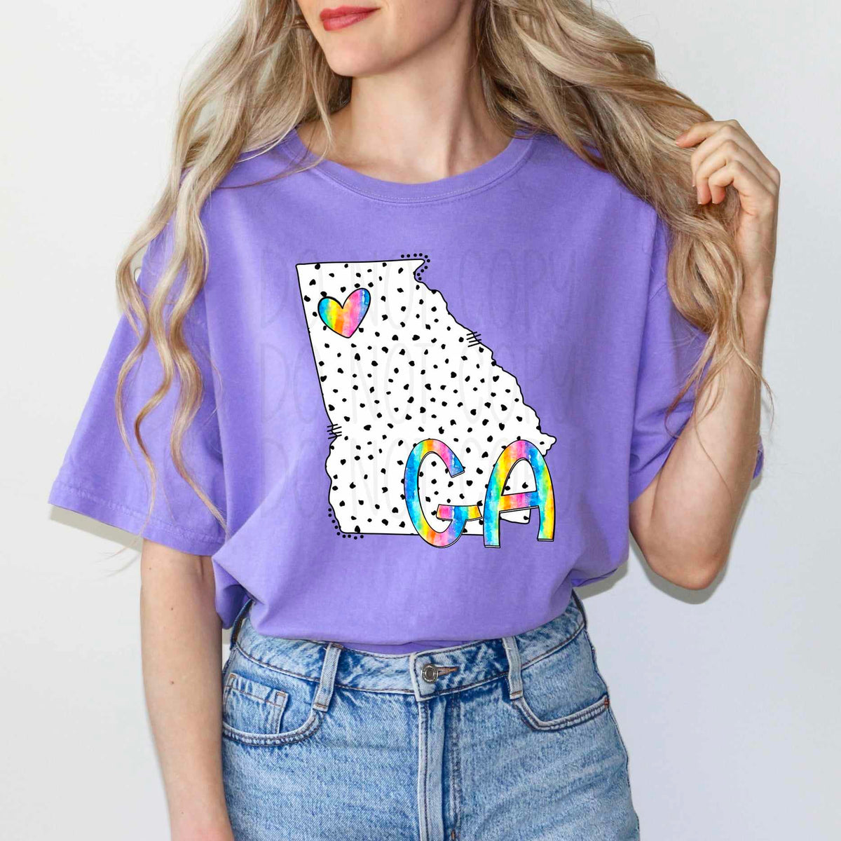 GA dotted with rainbow font 29540 DTF transfer