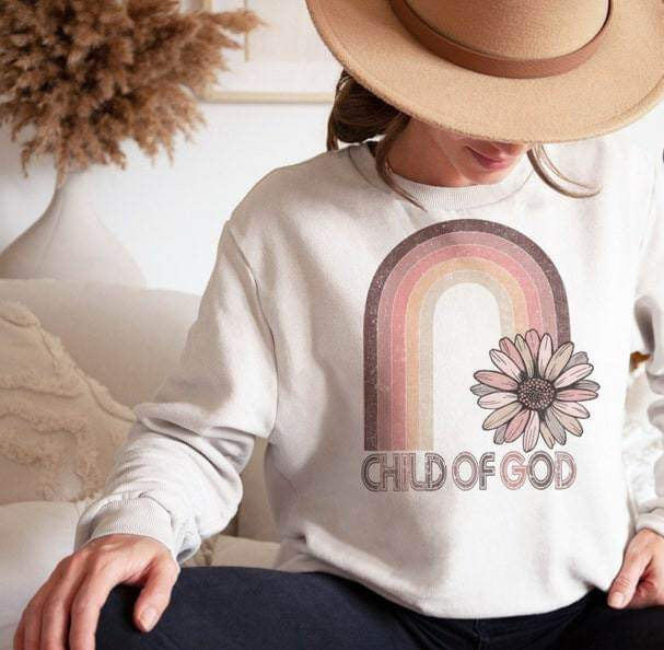 Child of god muted rainbow with flower 20237 DTF transfer