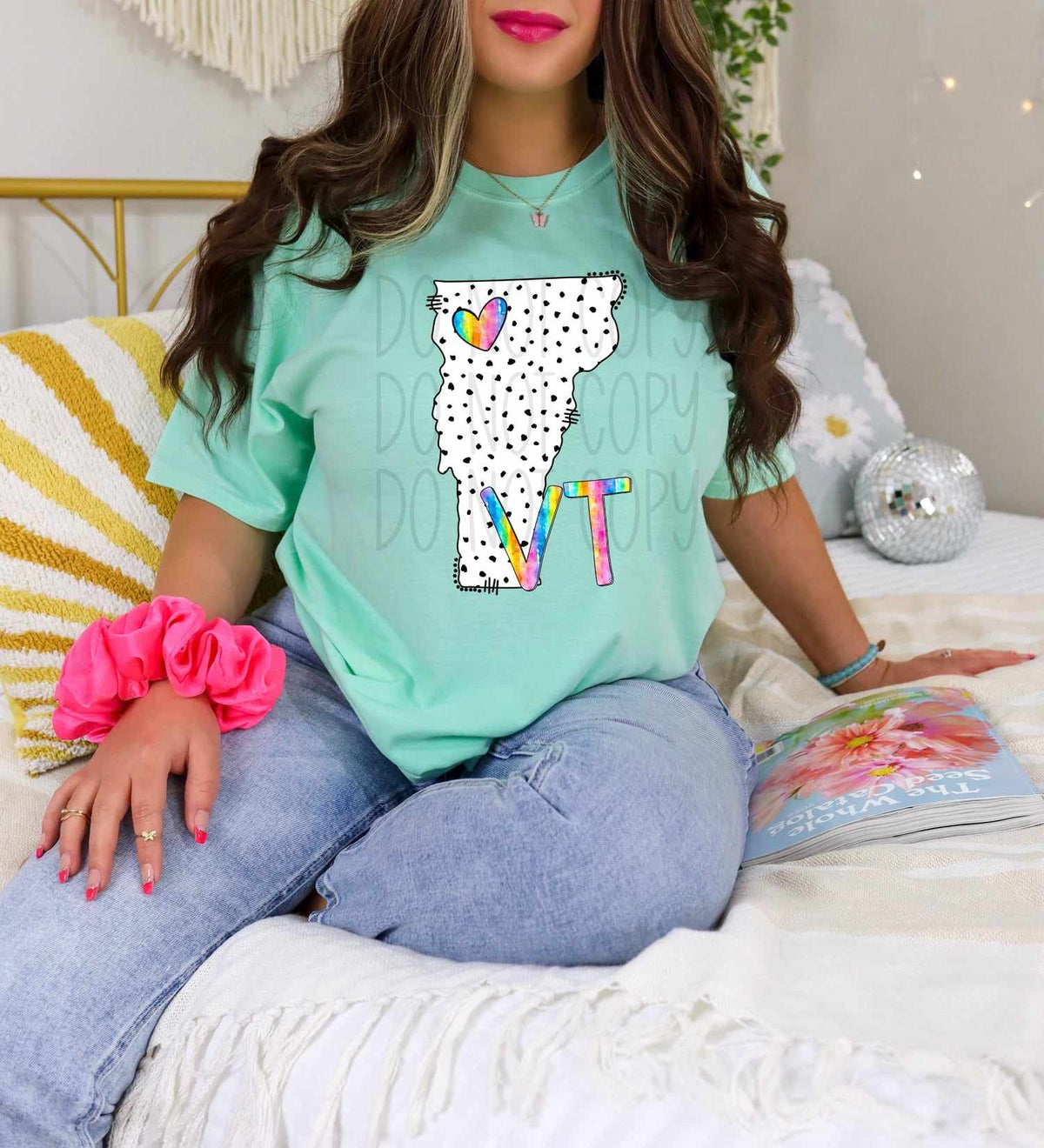 VT dotted with rainbow font 29536 DTF transfer
