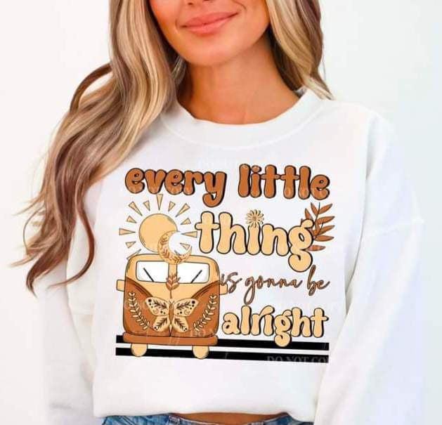 Every little thing is gonna be alright hippie van 20236 DTF transfer