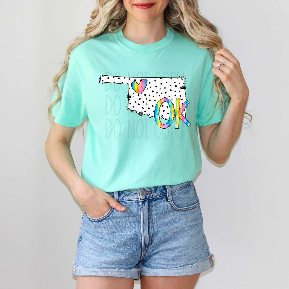 OK dotted with rainbow font 29524 DTF transfer