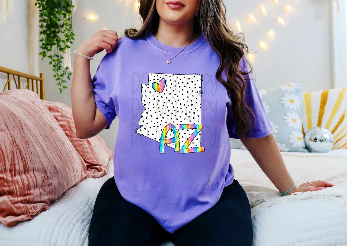 AZ dotted with rainbow font 29523 DTF transfer