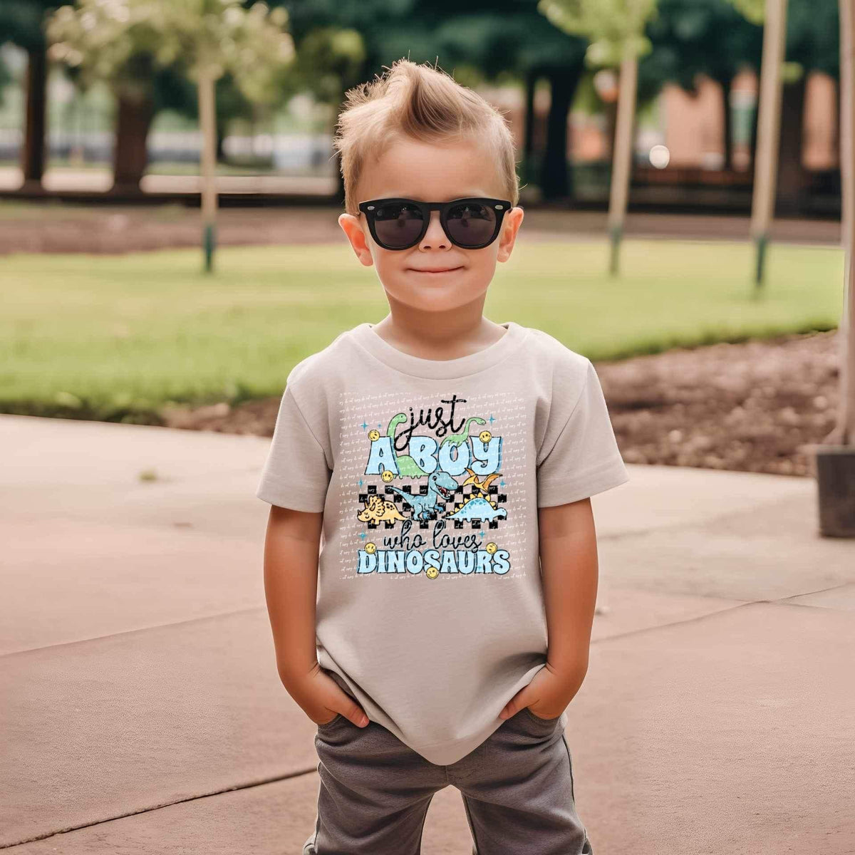 Just a boy who loves dinosaurs BLACK 28232 DTF transfer