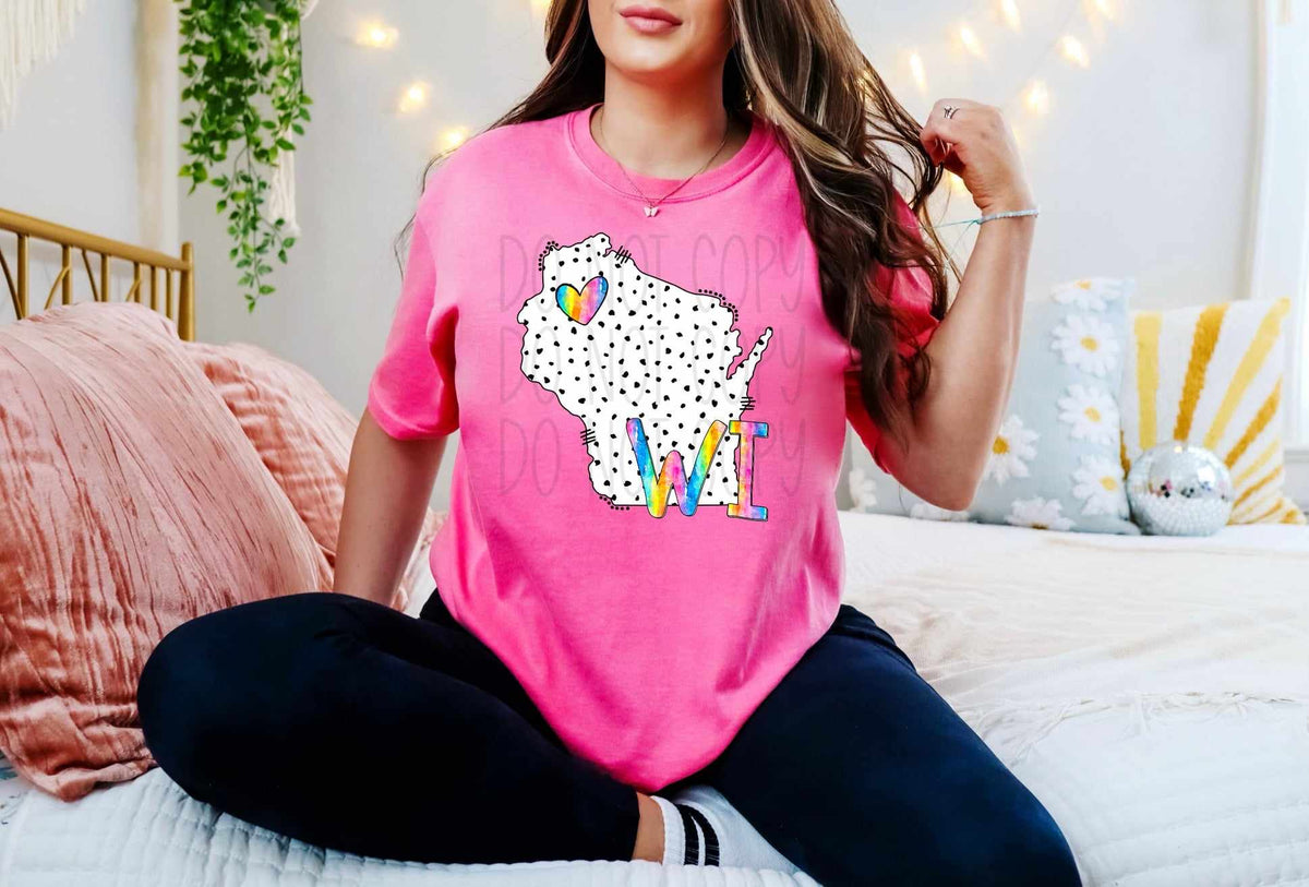 WI dotted with rainbow font 29521 DTF transfer