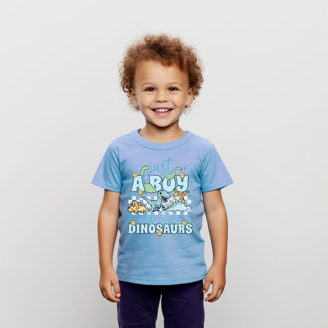 Just a boy who loves dinosaurs BLUE 28231 DTF transfer