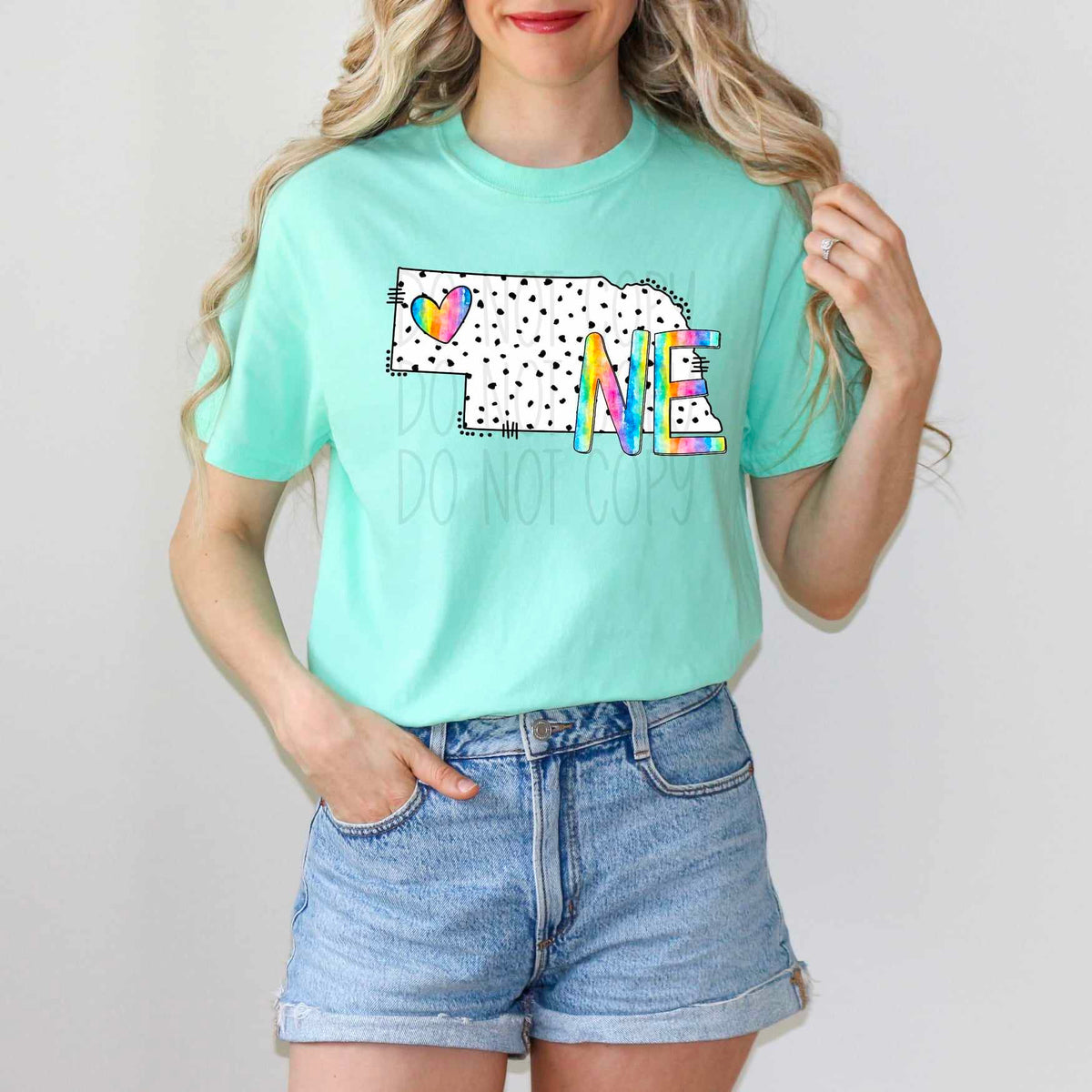 NE dotted with rainbow font 29520 DTF transfer