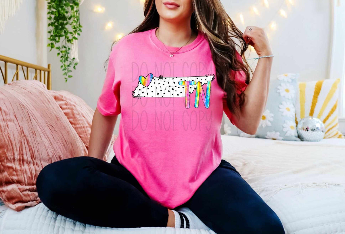TN dotted with rainbow font 29514 DTF transfer