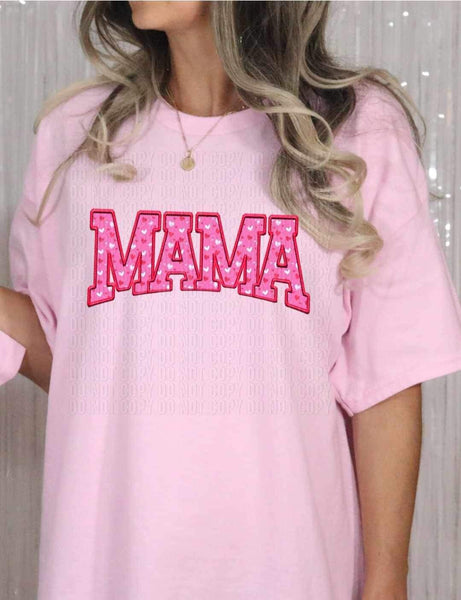 Mama pink embroidery heart filled 20199 DTF transfer