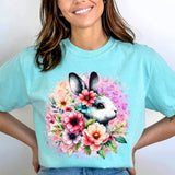 Bunny with colorful flowers 20296 DTF transfer