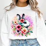 Bunny with colorful flowers 20296 DTF transfer