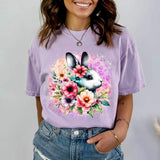 Bunny with colorful flowers 20296 DTF transfer