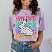 Happy easter stacked with polka dot bunny 20294 DTF transfer