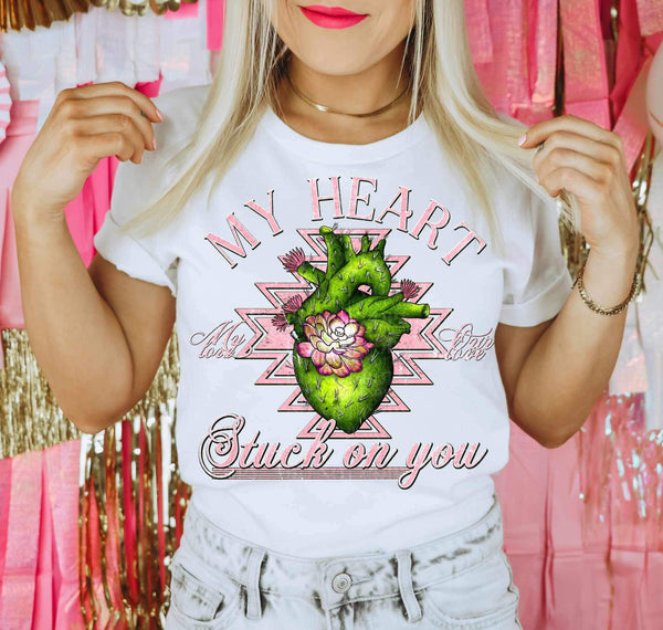 My heart my love true love stuck on you green heart 20284 DTF transfer