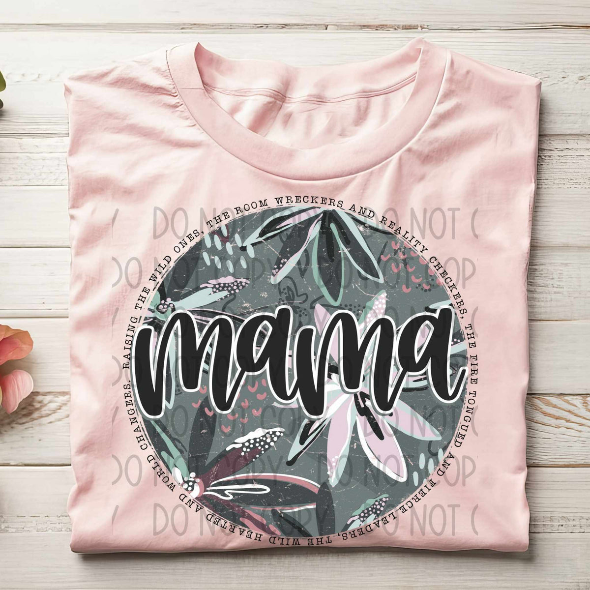 Mama circle green florals (SWD) 29636 DTF transfer