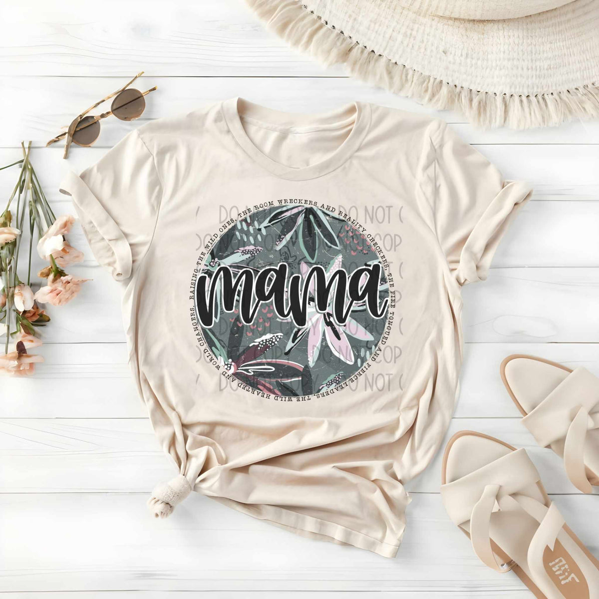 Mama circle green florals (SWD) 29636 DTF transfer