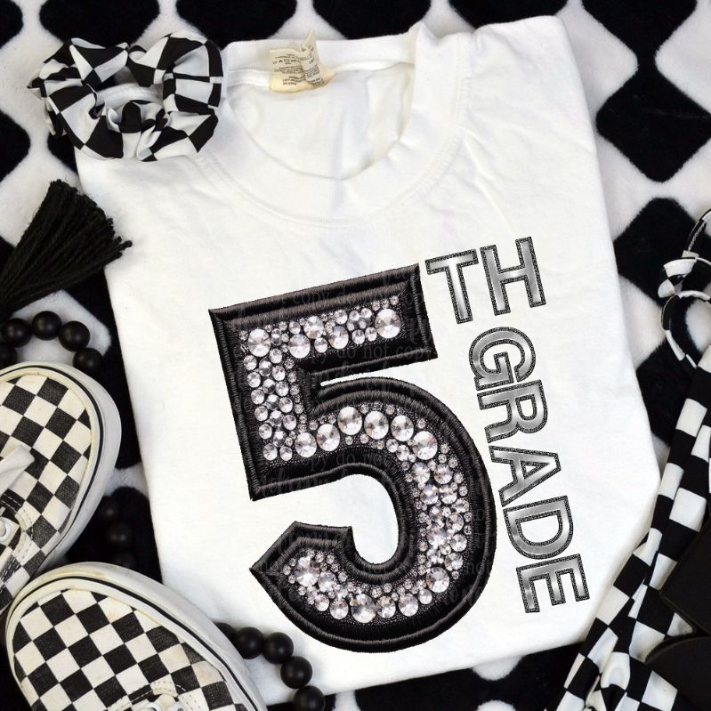 5 fifth grade rhinestones (TDD) 41117 DTF transfer