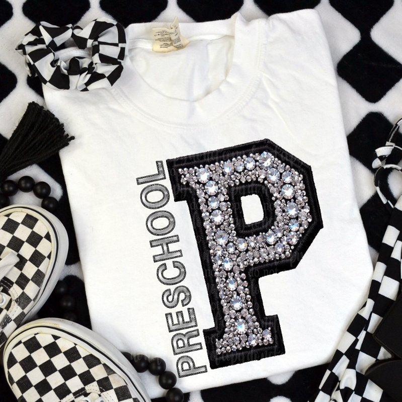 P preschool rhinestones (TDD) 41107 DTF transfer