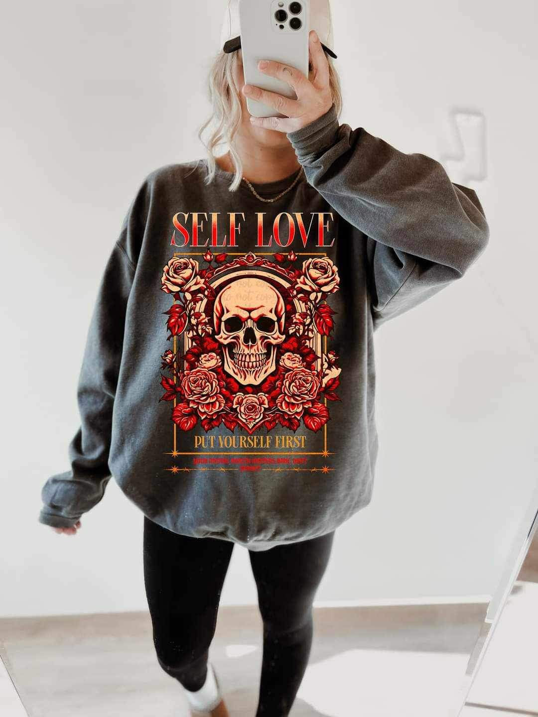 Self love put yourself first skull (LYTTLE) 20342 DTF transfer