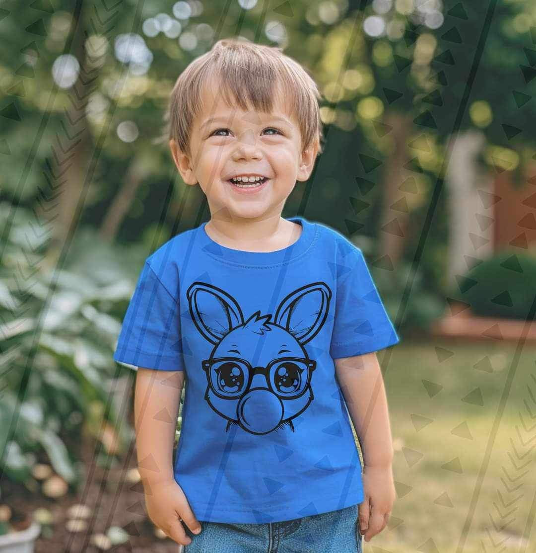 BOY Bunny blowing bubble BLACK 20362 DTF transfer