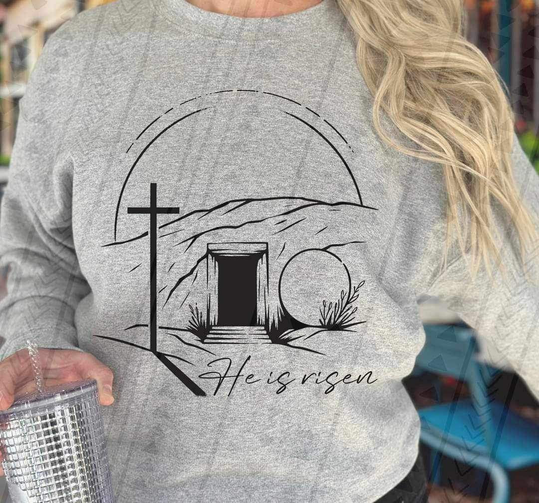 He is risen tomb BLACK 20359 DTF transfer