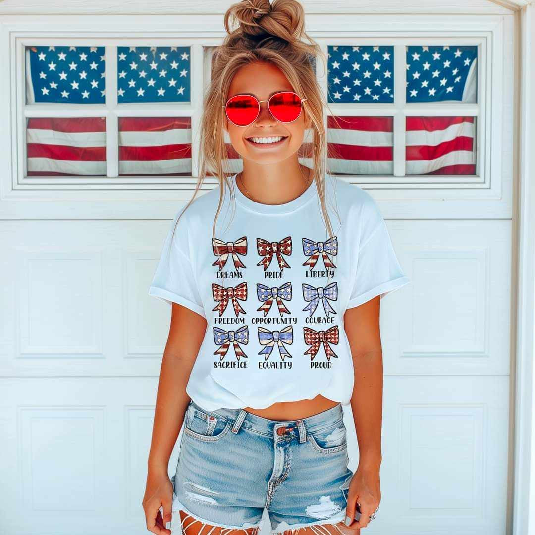 Independence day bow collage 29677 DTF transfer