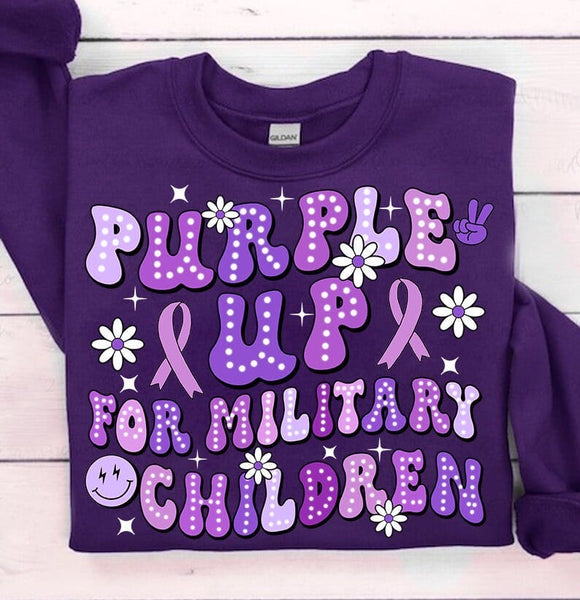 Purple up for military children WHITE SPARKLES 29666 DTF transfer