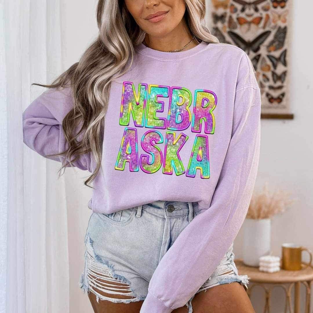 Nebraska tye die embroidery 20386 DTF transfer
