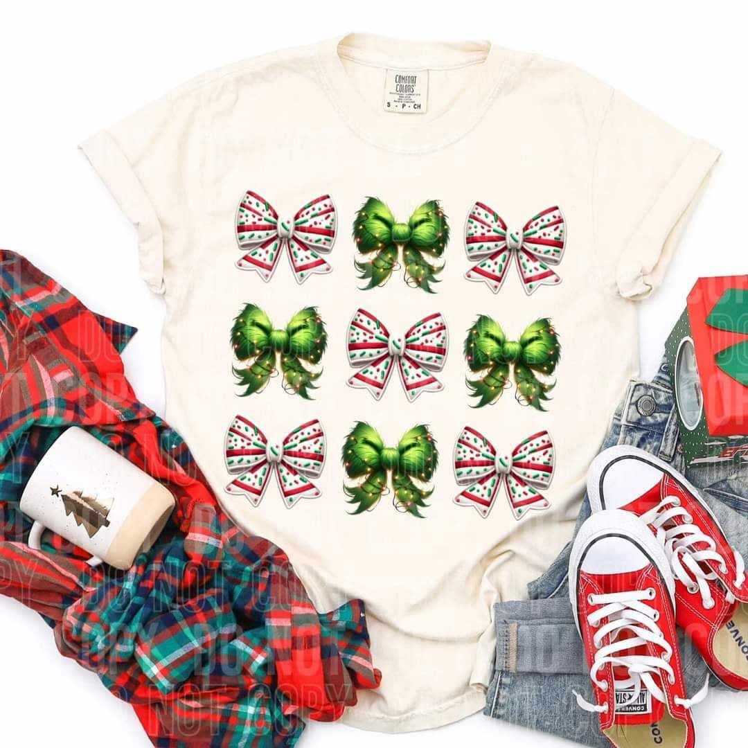 Green and Christmas cake bows (SBB) 62341 DTF transfer