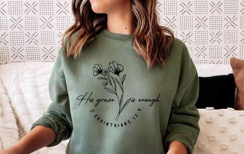 His grace is enough BLACK 20482 DTF transfer