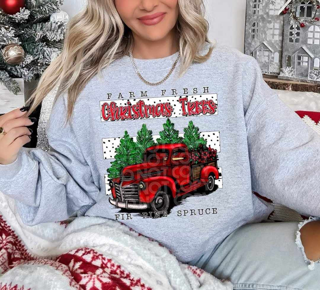 Farm fresh Christmas trees Dalmatian background (PH) 62401 DTF transfer