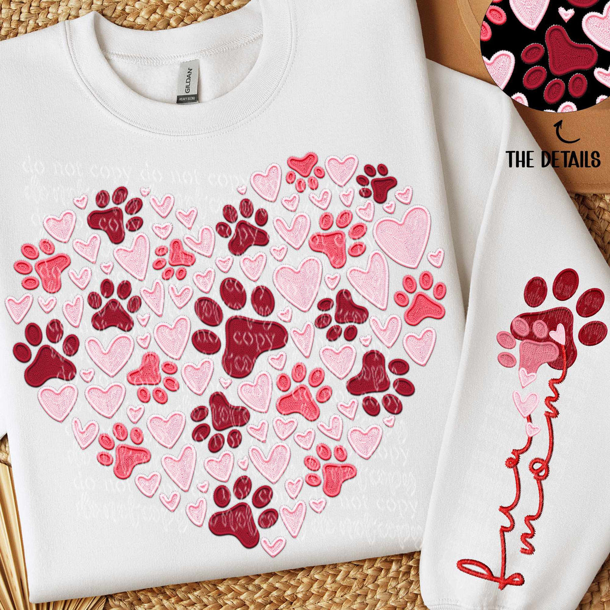 Paw print heart FRONT (TTD) 77799 DTF transfer