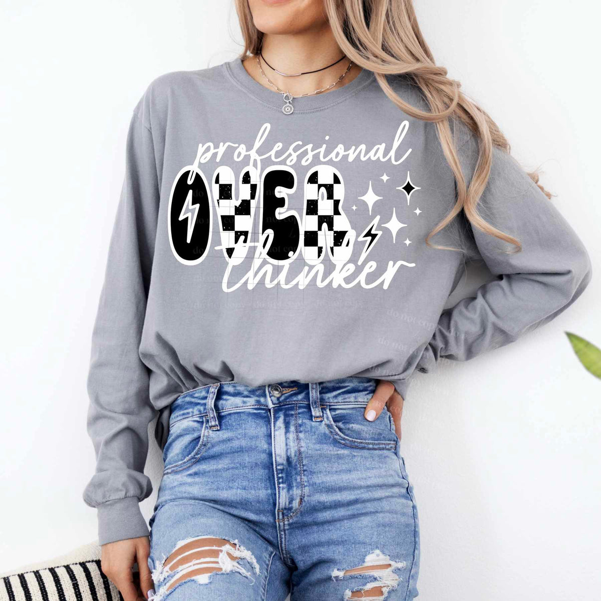 Professional over thinker white font (CSC) 77821 DTF transfer
