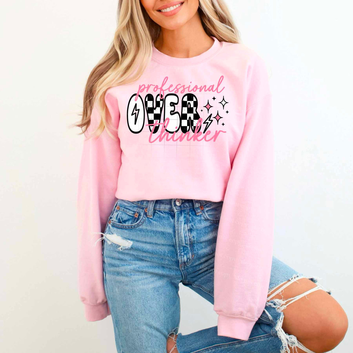 Professional over thinker pink font (CSC) 77822 DTF transfer