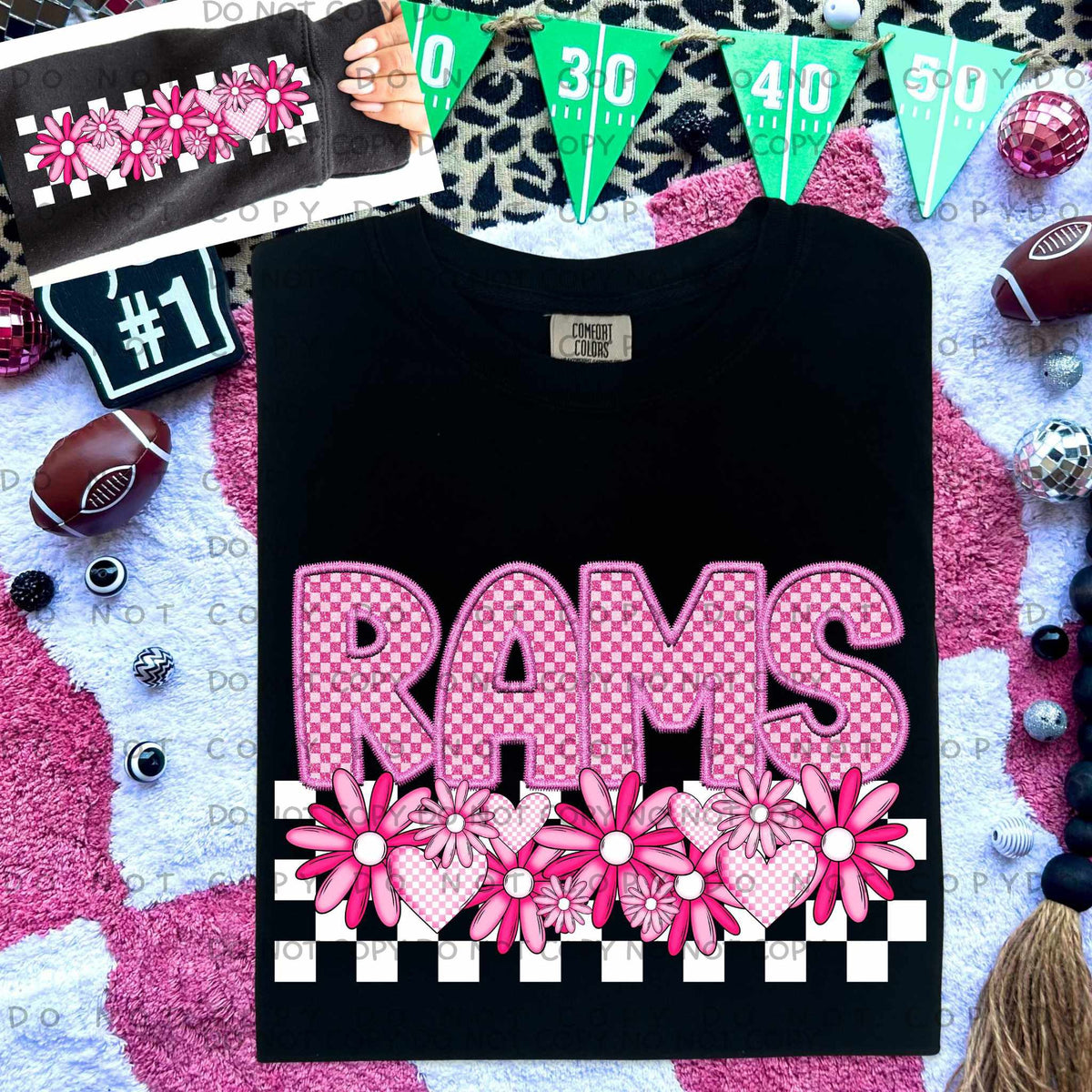 Rams pink checkered (caplinger) 77887 DTF transfer