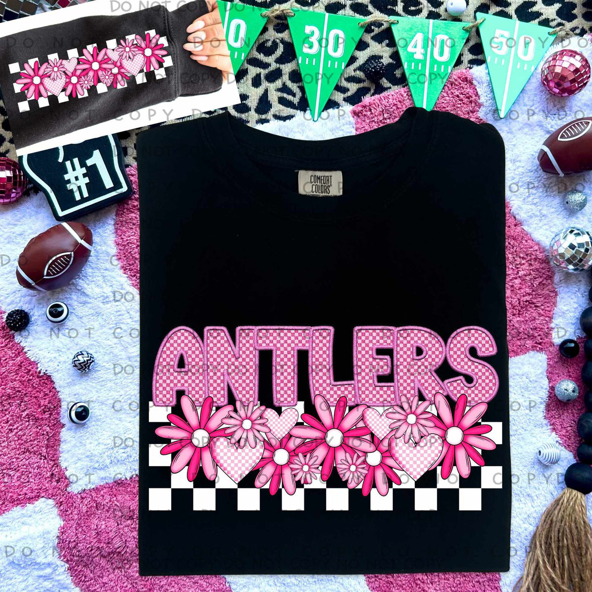 Antlers pink checkered (caplinger) 77868 DTF transfer