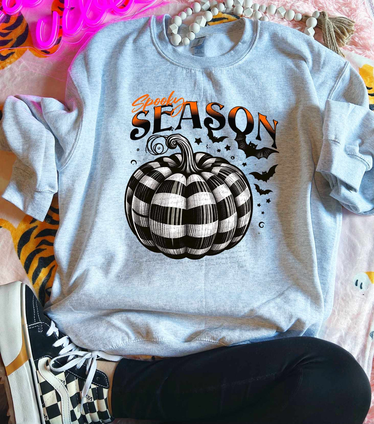 Spooky season striped pumpkin 41784 DTF transfer
