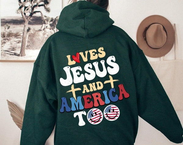 Loves jesus and America too happy faces 29850 DTF transfer